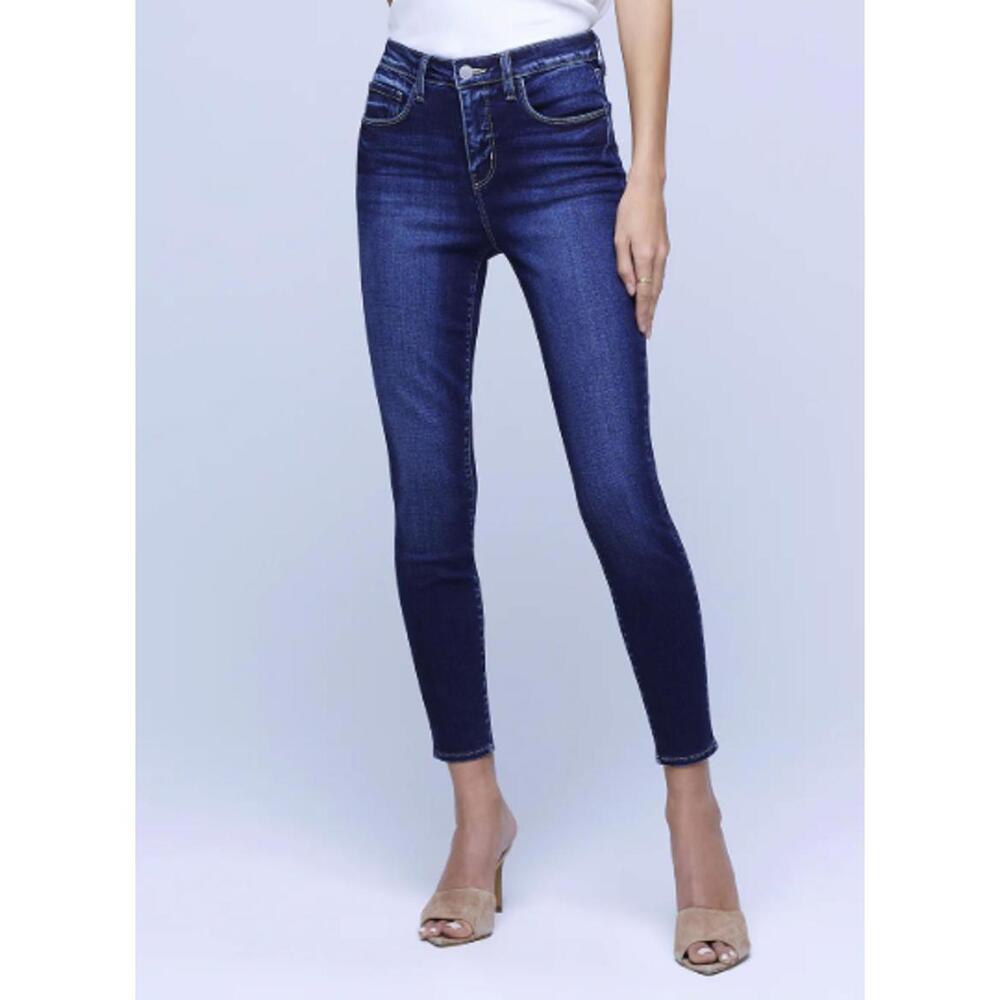L'AGENCE Margot High Rise Dark Wash Skinny Denim Jeans - Size - 26